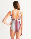 DMTL Flowers And Stripes Women's One-Piece Swimsuit - DMTL CLOTHING AND APPAREL