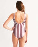 DMTL Flowers And Stripes Women's One-Piece Swimsuit - DMTL CLOTHING AND APPAREL