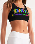 DO MORE TALK LESS RAINBOW DRIP LOGO Women's Seamless Sports Bra - DMTL CLOTHING AND APPAREL