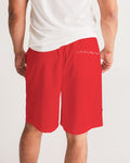 DO MORE TALK LESS CITY  EDITION LOGO RED Men's LITE  Jogger Shorts - DMTL CLOTHING AND APPAREL