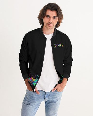 DO MORE TALK LESS NEON DRIP LOGO MEN'S BOMBER JACKET - DMTL CLOTHING AND APPAREL