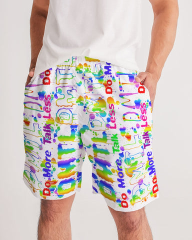 DO MORE TALK LESS  RAINBOW Print Men's Jogger Shorts - DMTL CLOTHING AND APPAREL