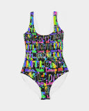 DMTL NEON RAINBOW Women's One-Piece Swimsuit - DMTL CLOTHING AND APPAREL