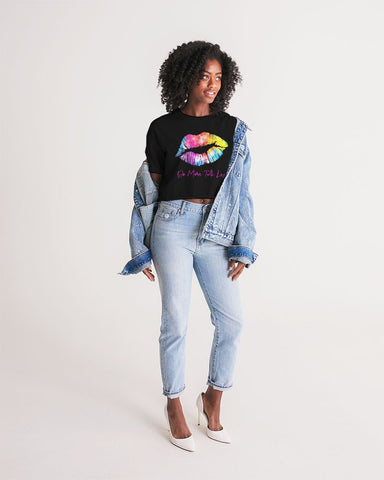 DO MORE TALK LESS TIE DYE  LIPSTICK  Lounge Cropped Tee - DMTL CLOTHING AND APPAREL