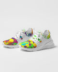 DMTL  NEON PAINT DRIP   WHITE Men's Two-Tone Sneaker - DMTL CLOTHING AND APPAREL