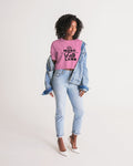 DO MORE TALK LESS in words Pink   Women's Lounge Cropped Tee - DMTL CLOTHING AND APPAREL