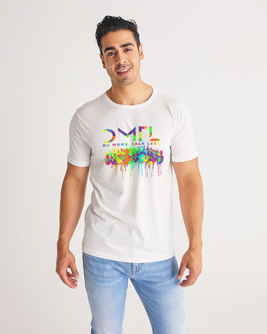 DMTL NEON Paint Splatter WHITE  Men's Tee - DMTL CLOTHING AND APPAREL