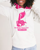 DMTL SILENCE IS GOLDEN   White with Pink Hood Women's Hoodie - DMTL CLOTHING AND APPAREL