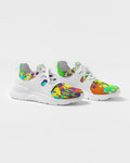 DMTL  NEON PAINT DRIP   WHITE Men's Two-Tone Sneaker - DMTL CLOTHING AND APPAREL