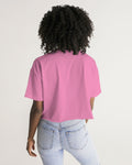 DO MORE TALK LESS in words Pink   Women's Lounge Cropped Tee - DMTL CLOTHING AND APPAREL