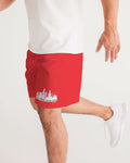 DO MORE TALK LESS CITY  EDITION LOGO RED Men's LITE  Jogger Shorts - DMTL CLOTHING AND APPAREL