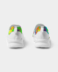 DMTL  NEON PAINT DRIP   WHITE Men's Two-Tone Sneaker - DMTL CLOTHING AND APPAREL