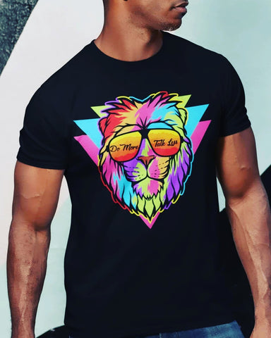 DO MORE TALK LESS COOL LION  BLACK TEE Men's Tee - DMTL CLOTHING AND APPAREL