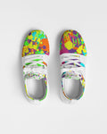 DMTL  NEON PAINT DRIP   WHITE Men's Two-Tone Sneaker - DMTL CLOTHING AND APPAREL