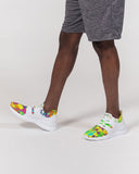 DMTL  NEON PAINT DRIP   WHITE Men's Two-Tone Sneaker - DMTL CLOTHING AND APPAREL