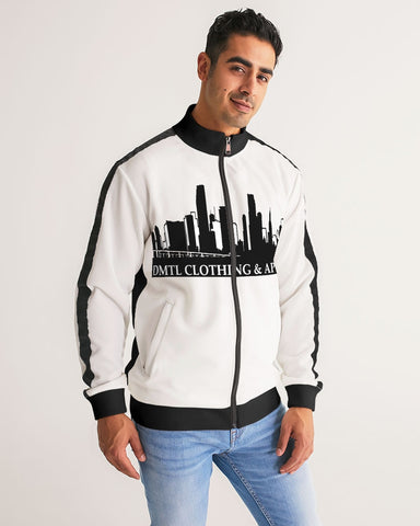 DO MORE TALK LESS CITY LOGO EDTION Men's Stripe-Sleeve Track Jacket - DMTL CLOTHING AND APPAREL