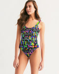 DMTL NEON RAINBOW Women's One-Piece Swimsuit - DMTL CLOTHING AND APPAREL