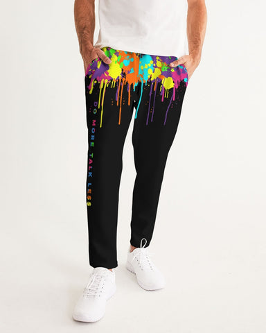 DMTL NEON PAINT SPLASH  BLACK Men's Joggers - DMTL CLOTHING AND APPAREL