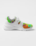 DMTL  NEON PAINT DRIP   WHITE Men's Two-Tone Sneaker - DMTL CLOTHING AND APPAREL