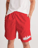 DO MORE TALK LESS CITY  EDITION LOGO RED Men's LITE  Jogger Shorts - DMTL CLOTHING AND APPAREL