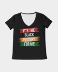 DMTL Women's V-Neck  BLACK HISTORY T-shirt - DMTL CLOTHING AND APPAREL