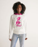 DMTL SILENCE IS GOLDEN   White with Pink Hood Women's Hoodie - DMTL CLOTHING AND APPAREL