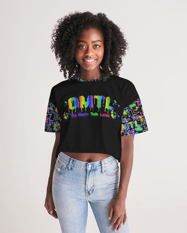 DO MORE TALK LESS RAINBOW LOGO WOMEN'S CROPPED TEE - DMTL CLOTHING AND APPAREL