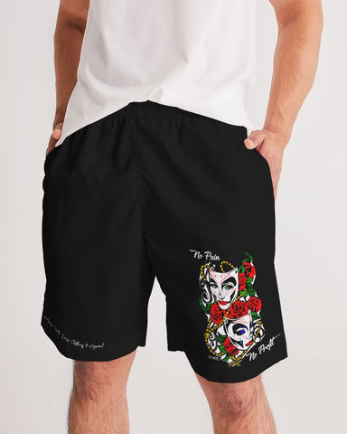 DMTL NO PAIN NO PROFIT LITE BLACK JOGGER SHORTS Men's Jogger Shorts - DMTL CLOTHING AND APPAREL