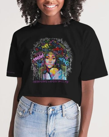 DO MORE TALK LESS PHENOMENAL Women's Lounge Cropped Tee - DMTL CLOTHING AND APPAREL