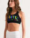 DO MORE TALK LESS RAINBOW DRIP LOGO Women's Seamless Sports Bra - DMTL CLOTHING AND APPAREL