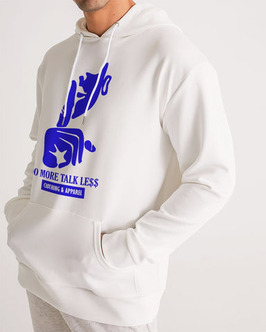 DO MORE TALK LESS SILENCE IS GOLDEN LOGO WHITE AND BLUE  Men's Hoodie - DMTL CLOTHING AND APPAREL