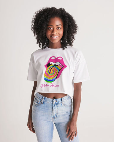 DO MORE TALK  LESS TIE DYE  Women's Lounge Cropped Tee - DMTL CLOTHING AND APPAREL