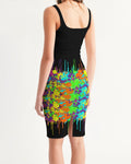 DMTL Paint Splatter Women's Midi Bodycon Dress - DMTL CLOTHING AND APPAREL