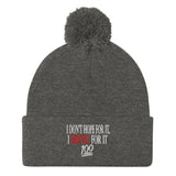 DMTL I DONT HOPE FOR IT Pom-Pom Beanie - DMTL CLOTHING AND APPAREL