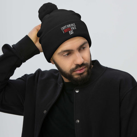 DMTL I DONT HOPE FOR IT Pom-Pom Beanie - DMTL CLOTHING AND APPAREL