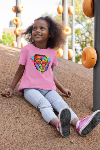 DMTL PINK COOL LION T-SHIRT  Girls Kids Tee - DMTL CLOTHING AND APPAREL