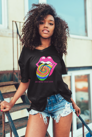 DO MORE TALK LESS TIE DYE SEXY Lips Women's Tee - DMTL CLOTHING AND APPAREL