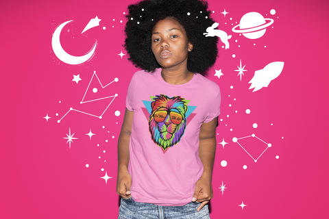 DMTL PINK COOL LION T-SHIRT  Women's Tee - DMTL CLOTHING AND APPAREL