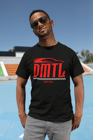 DO MORE TALK LESS RACING BLACK  Men's Tee - DMTL CLOTHING AND APPAREL